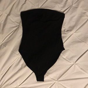 Black tube top bodysuit